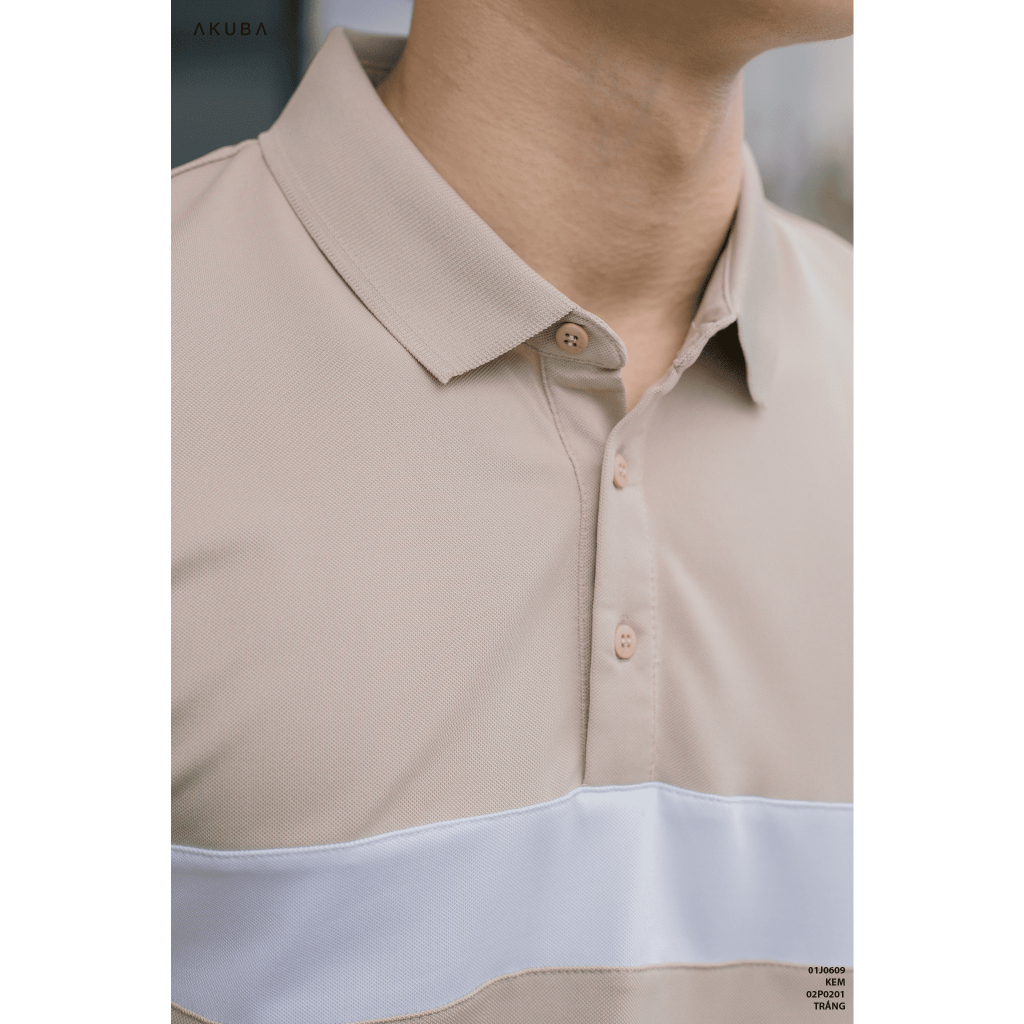 Áo polo nam vải cá sấu cotton AKUBA form slimfit, chất liệu thoáng mát, mềm mại, thấm hút mồ hôi tốt | 01J0609