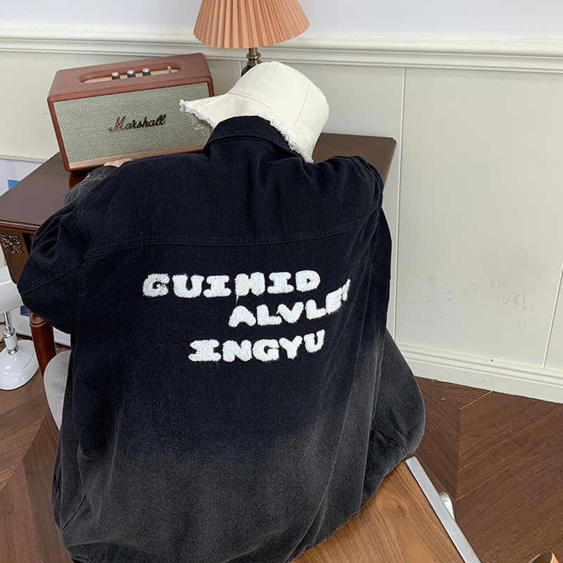 Áo jean khoác denim nam nữ unisex phối màu đẹp oversize áo jacket bò chất denim in chữ cá tính nam nữ 918