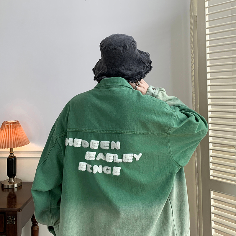 Áo jean khoác denim nam nữ unisex phối màu đẹp oversize áo jacket bò chất denim in chữ cá tính nam nữ 918