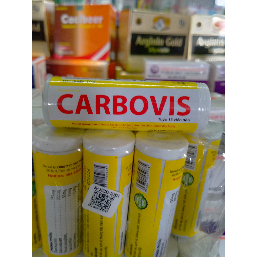 Viên tiêu thực CARBOVIS Đại Y Tub 15 viên nhai giúp hỗ trợ tiêu hóa