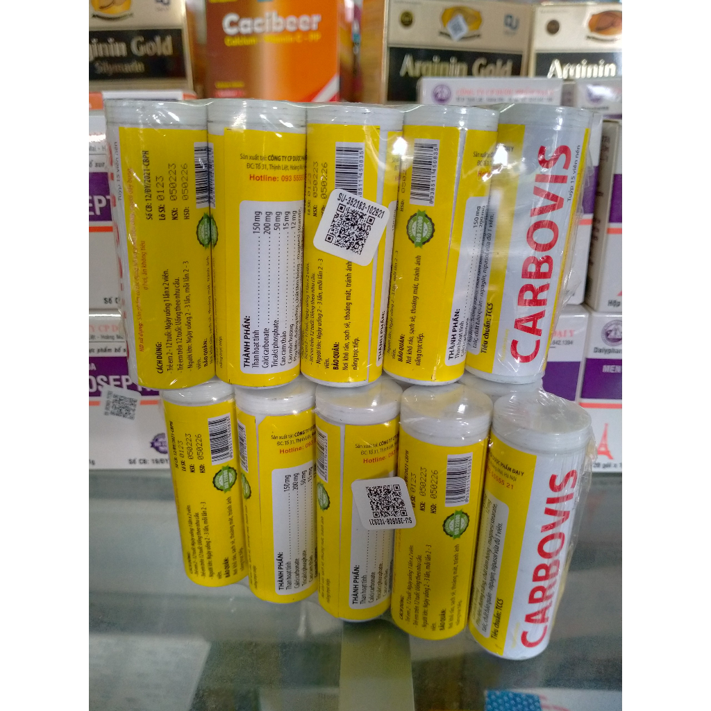 Viên tiêu thực CARBOVIS Đại Y Tub 15 viên nhai giúp hỗ trợ tiêu hóa