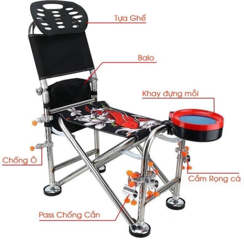 ghế cá chép đầy đủ phụ kiện