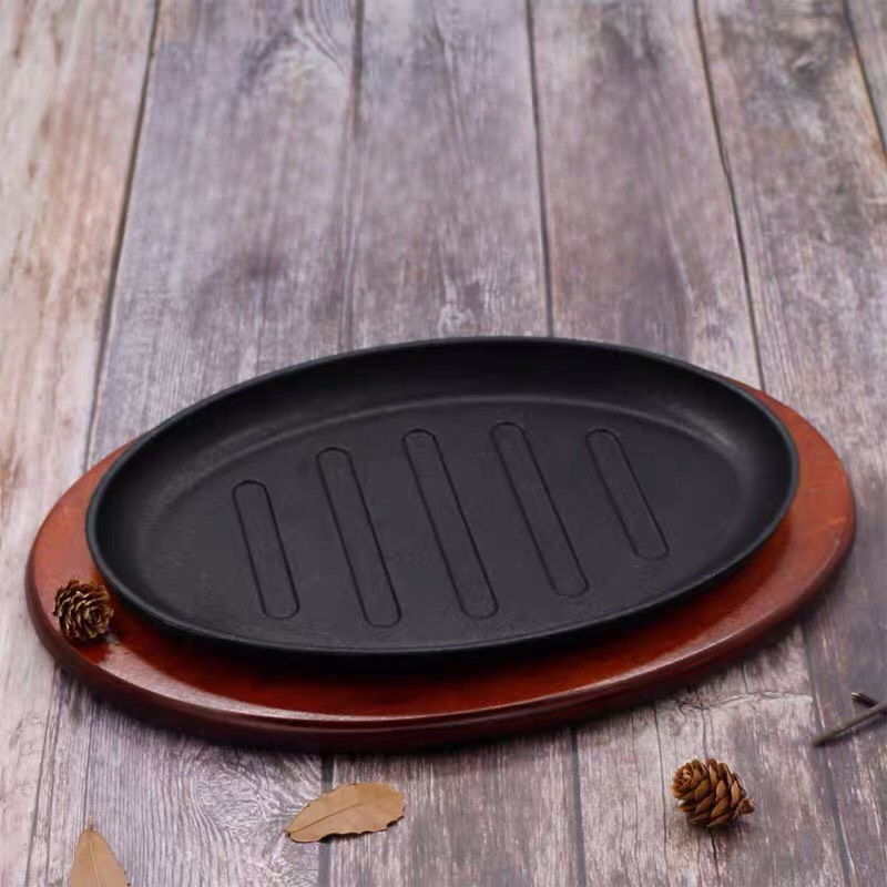 Chảo gang hình thoi đế gỗ 3 kích thước