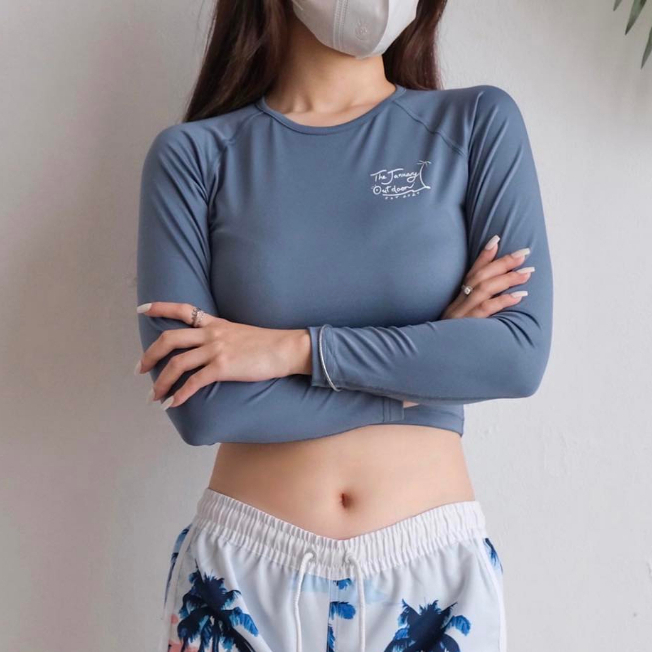 Áo bơi dài tay, áo bơi chống nắng nữ, áo bơi croptop dài tay chống nắng kín đáo TJO