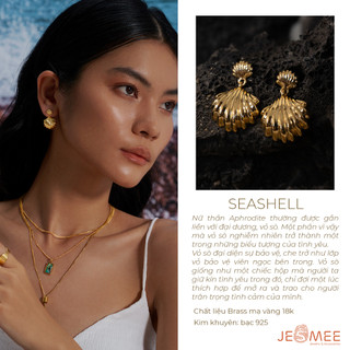 Khuyên tai thiết kế vỏ sò Seashell Jesmee chất liệu brass cao cấp không gỉ, cá tính, bông tai đi biển - E6876