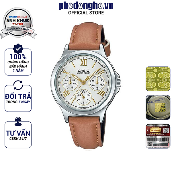 Đồng hồ nữ dây da Casio Anh Khuê LTP-V300L-7A2UDF