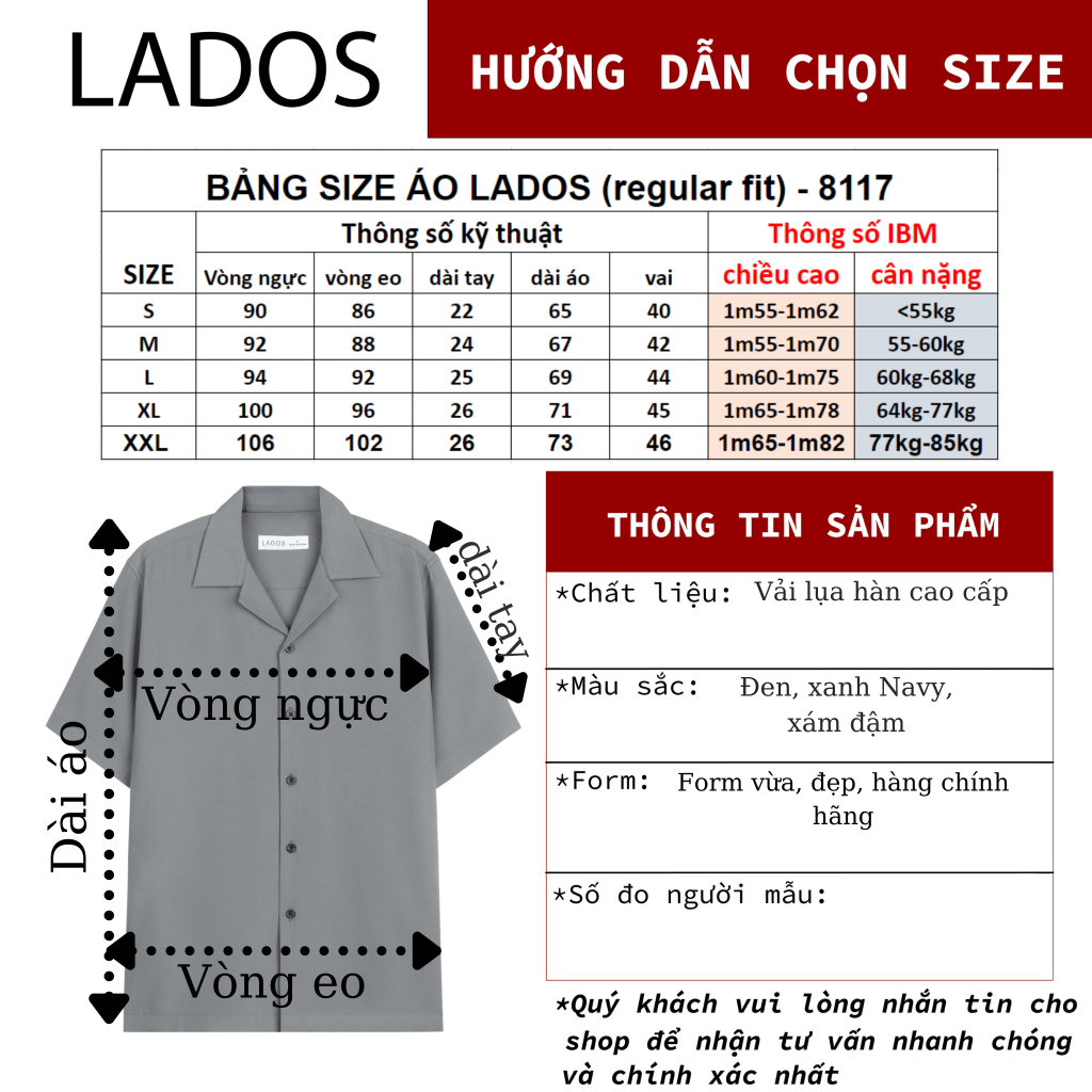 Áo sơ mi nam vải lụa chéo Hàn dày không nhăn LADOS-8117 cổ vest, form trẻ trung, thời trang