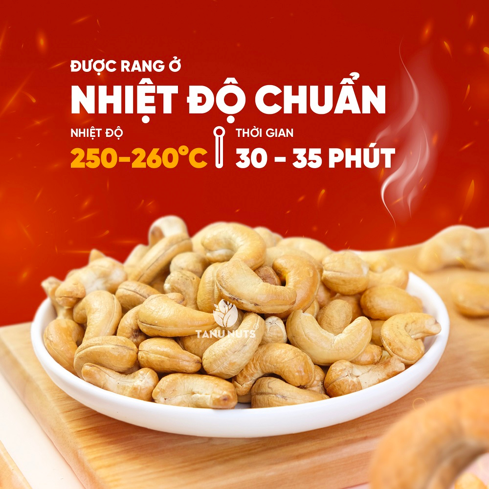 Hạt điều rang muối nguyên hạt tách vỏ TANU NUTS nhân hạt điều vàng Bình Phước A180 giàu dinh dưỡng 500g