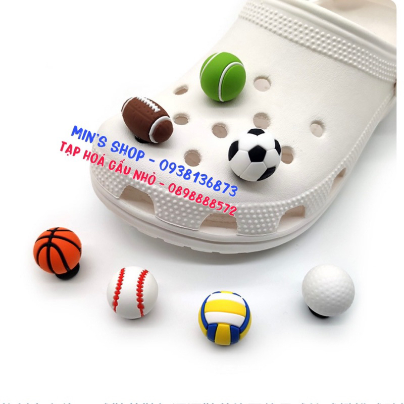 Set 7 STICKER hình BÓNG GẮN DÉP CROCS DÉP SỤC