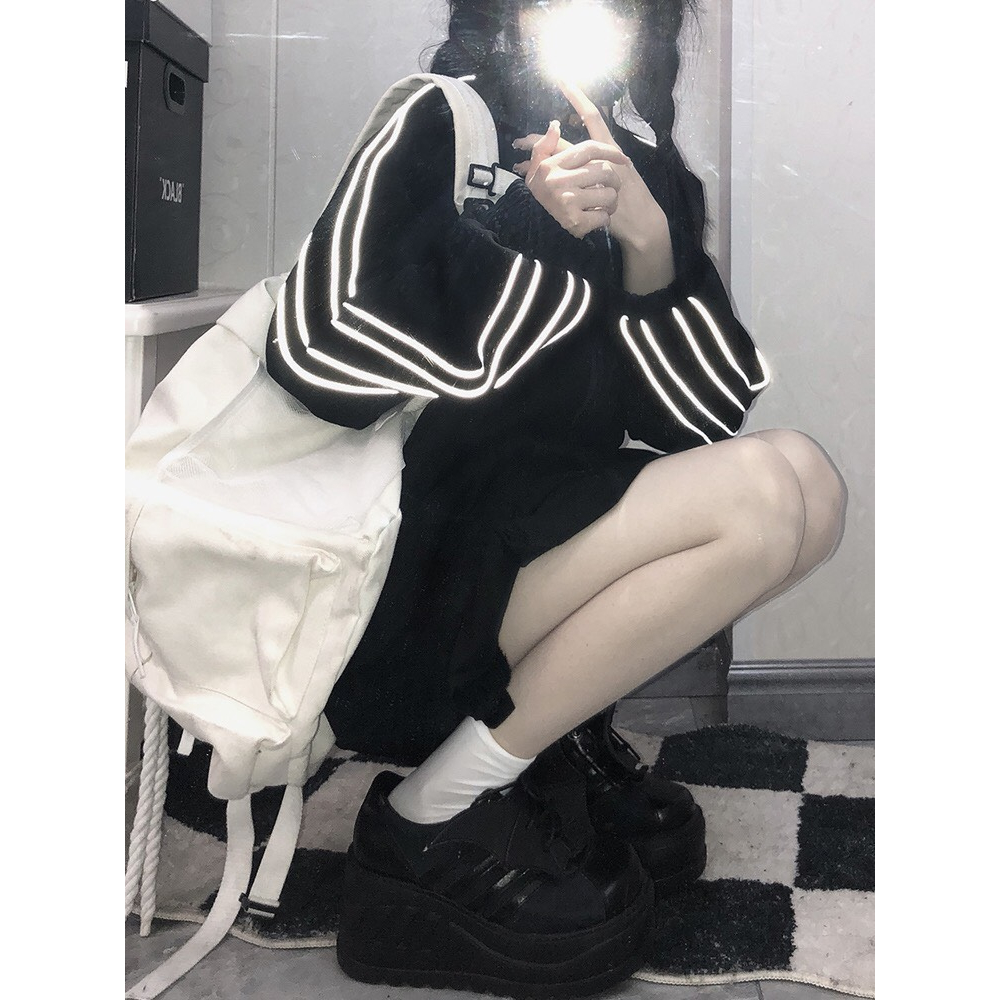 Áo khoác kẻ sọc line phản quang form rộng unisex