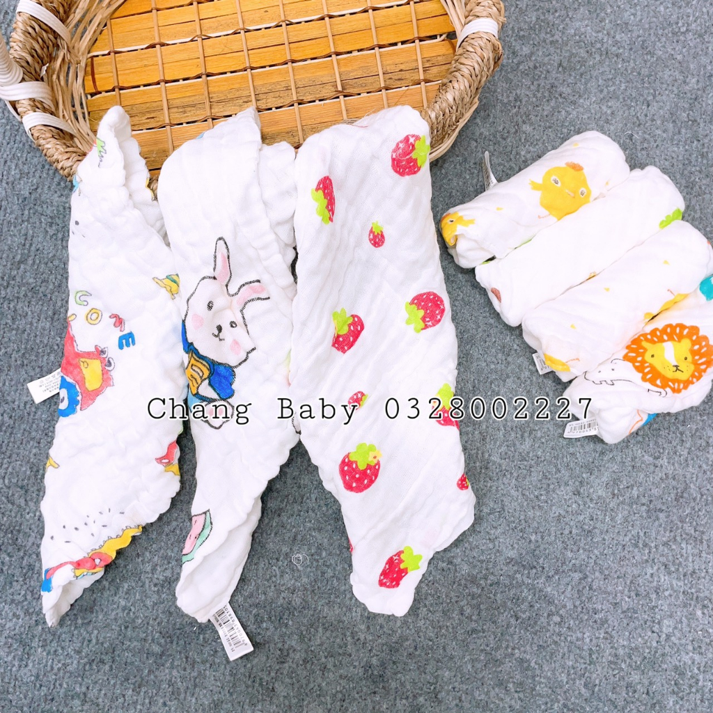 Sét 5 khăn sữa sợi tre 6 lớp siêu mềm,thấm hút tốt an toàn cho bé