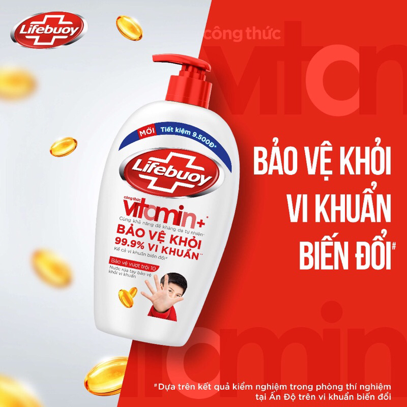 Nước rửa tay Lifebuoy bảo vệ vượt trội 10 ngăn ngừa vi khuẩn - Chai 450g