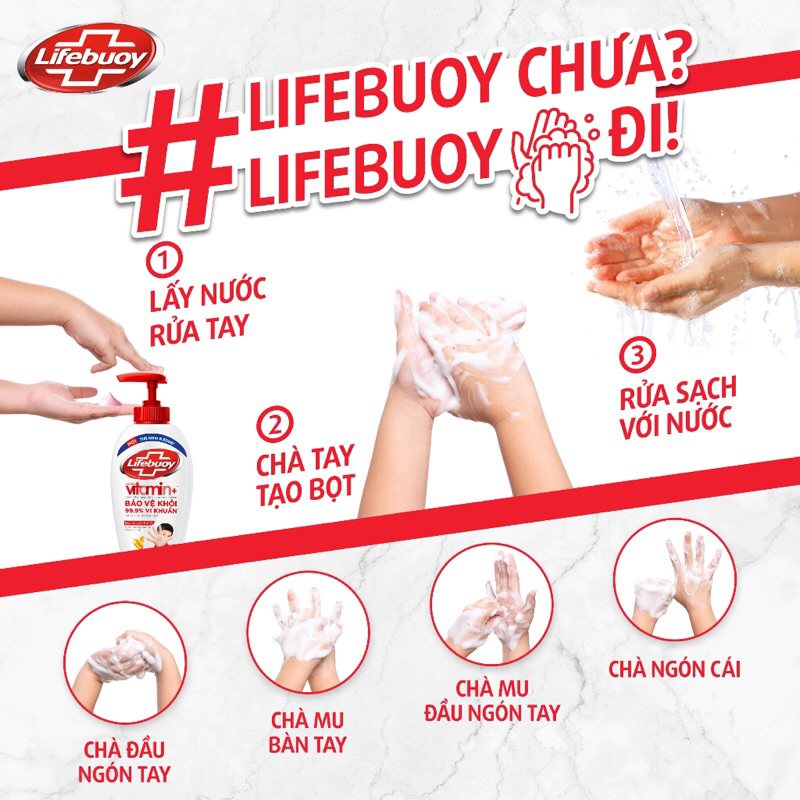 Nước rửa tay Lifebuoy bảo vệ vượt trội 10 ngăn ngừa vi khuẩn - Chai 450g