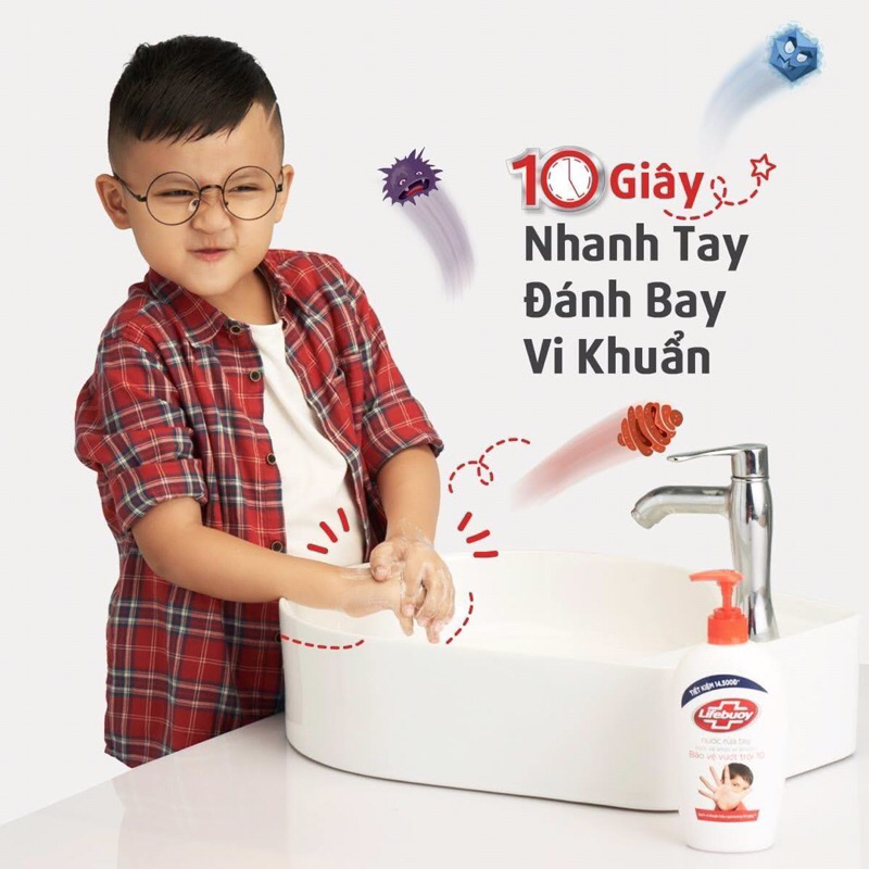 Nước rửa tay Lifebuoy bảo vệ vượt trội 10 ngăn ngừa vi khuẩn - Chai 450g