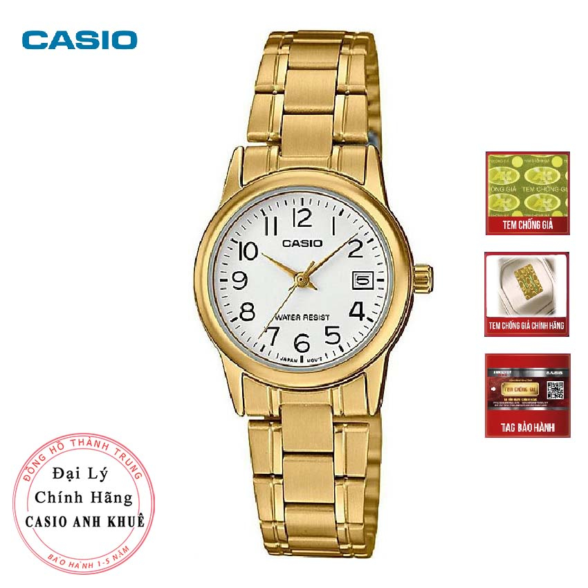 Đồng hồ nữ Casio LTP-V002G-7B2UDF mạ vàng mặt nhỏ