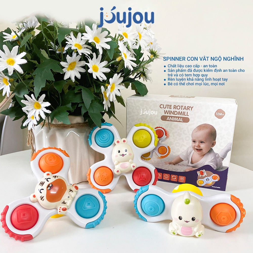 Đồ chơi con quay spinner con vật ngộ nghĩnh 3 trong 1 cao cấp JuJou Let's Play bộ 3 chiếc chất liệu nhựa cao cấp an toàn