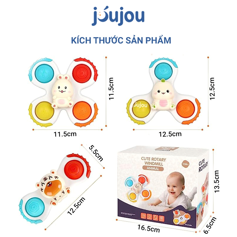 Đồ chơi con quay spinner con vật ngộ nghĩnh 3 trong 1 cao cấp JuJou Let's Play bộ 3 chiếc chất liệu nhựa cao cấp an toàn