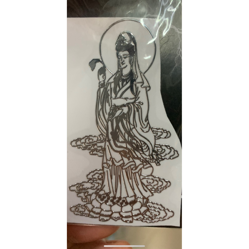 Tem nổi dán hình Phật mạ bạc hàng nhập Thái Lan chất lượng cao dành trang trí cho tất cả các loại xe