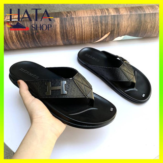 Dép tông da nam xỏ ngón HERMESS CAO CẤP siêu bền êm chân, chống nước tốt MỚI NHẤT