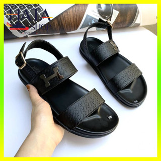 Sandal da nam quai hậu nam HERMESs CAO CẤP đẹp, sang trọng êm chân chống nước tốt, dép quai hậu nam đi học đi làm
