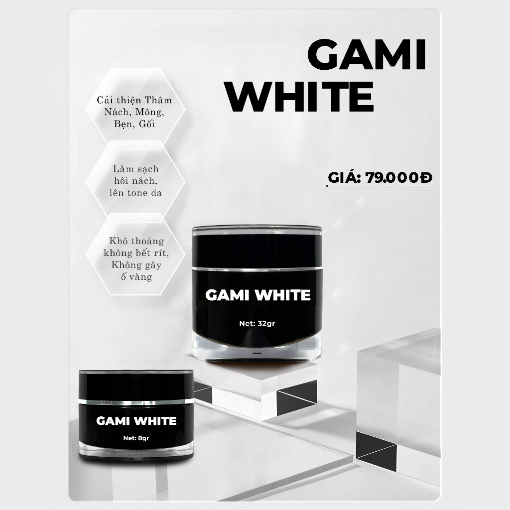 Kem giảm hôi thâm - Nách, Mông, Bẹn, Gối GAMI WHITE