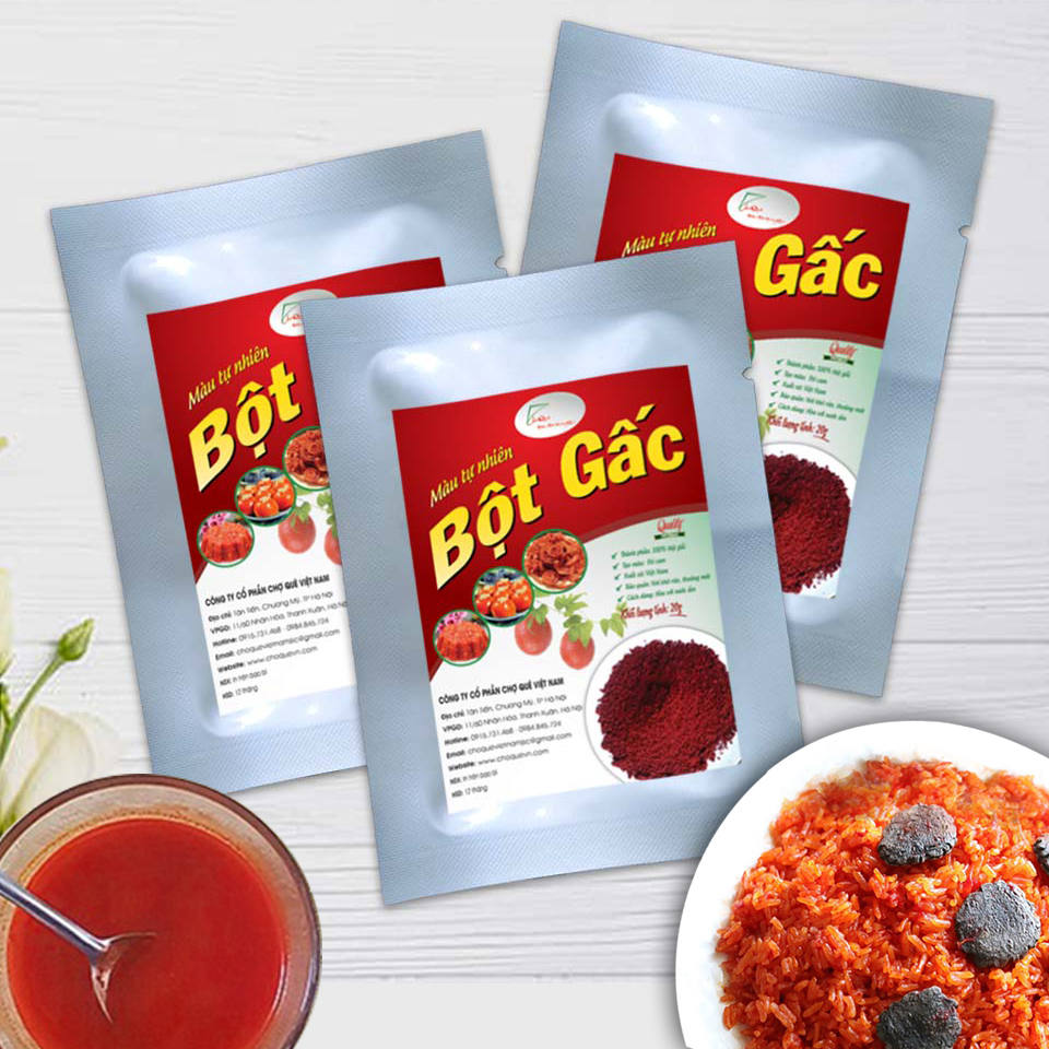 Bột Gấc đỏ nấu xôi gói 10g, 20g, 50g nguyên chất 100% từ màng gấc thịt gấc quả gấc đỏ tươi