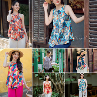 Áo Yếm Nữ Thổ Cẩm Lụa Latin Cao Cấp NHÀ LỤA, Thoáng Mát Phom Dáng Rộng Mặc Đi Biển Du Lịch Đi Chơi