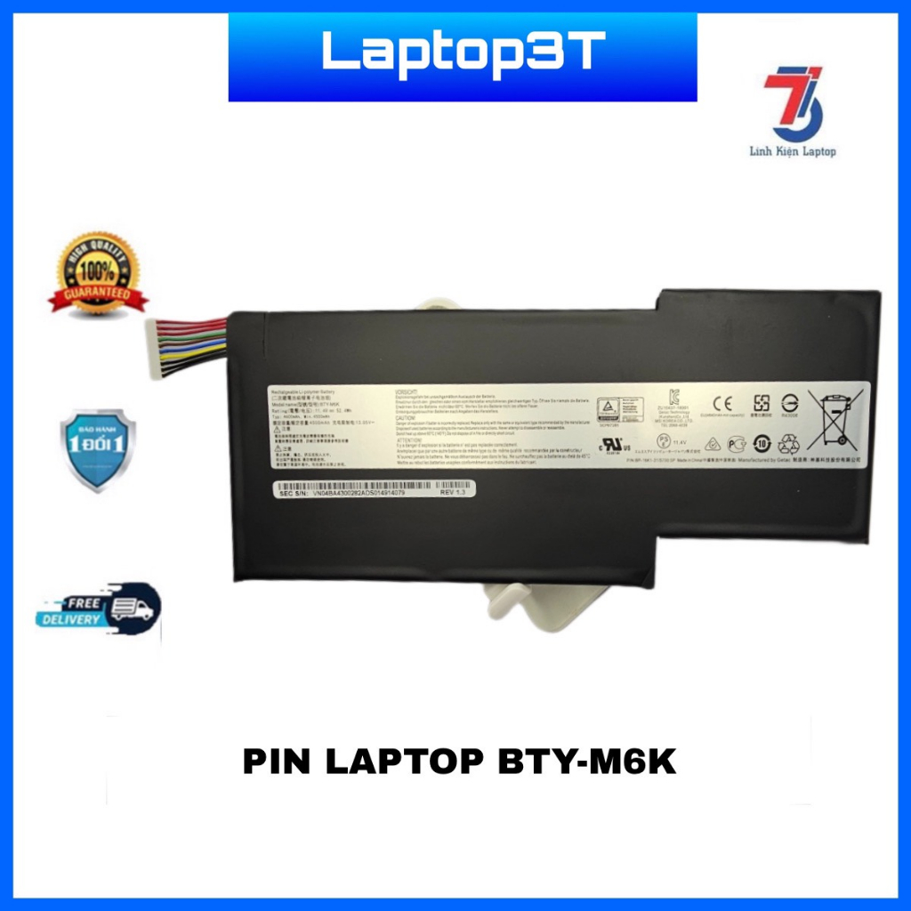 Pin Laptop MSI(ZIN) 52.4WH BTY-M6K, GF63, GF75 tuổi thọ cao chính hãng bảo hành 06 tháng