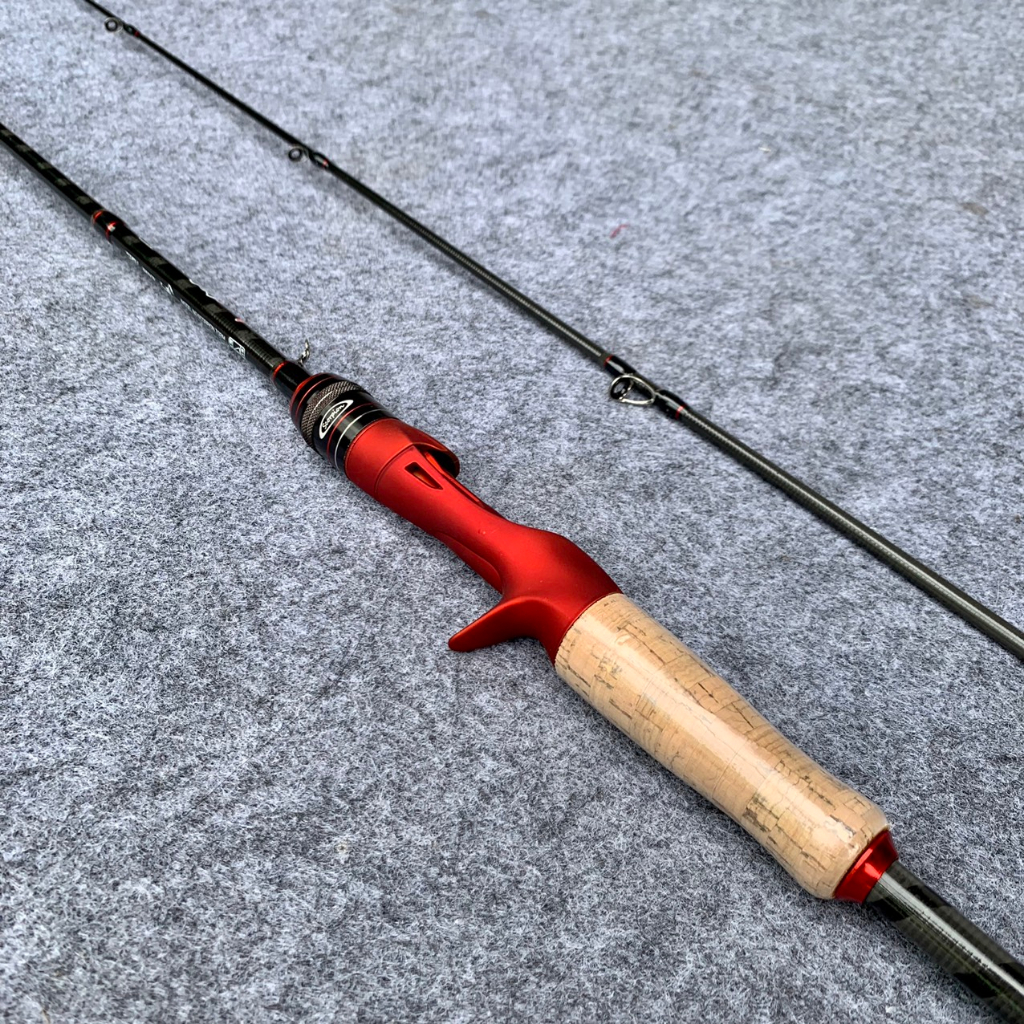 Combo cần lure máy ngang cần bọ cạp red seorpion 2m1 kết hợp máy ngang cermeo tay trái tặng cuộn dây dù pe