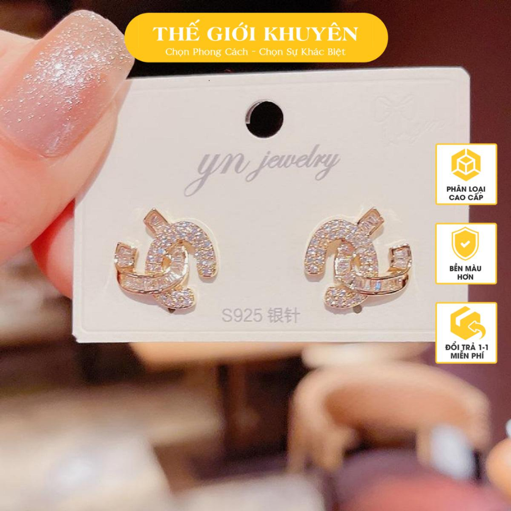 Bông tai sang chảnh Thế Giới Khuyên phong cách hàn quốc hàng cao cấp mạ vàng 18k