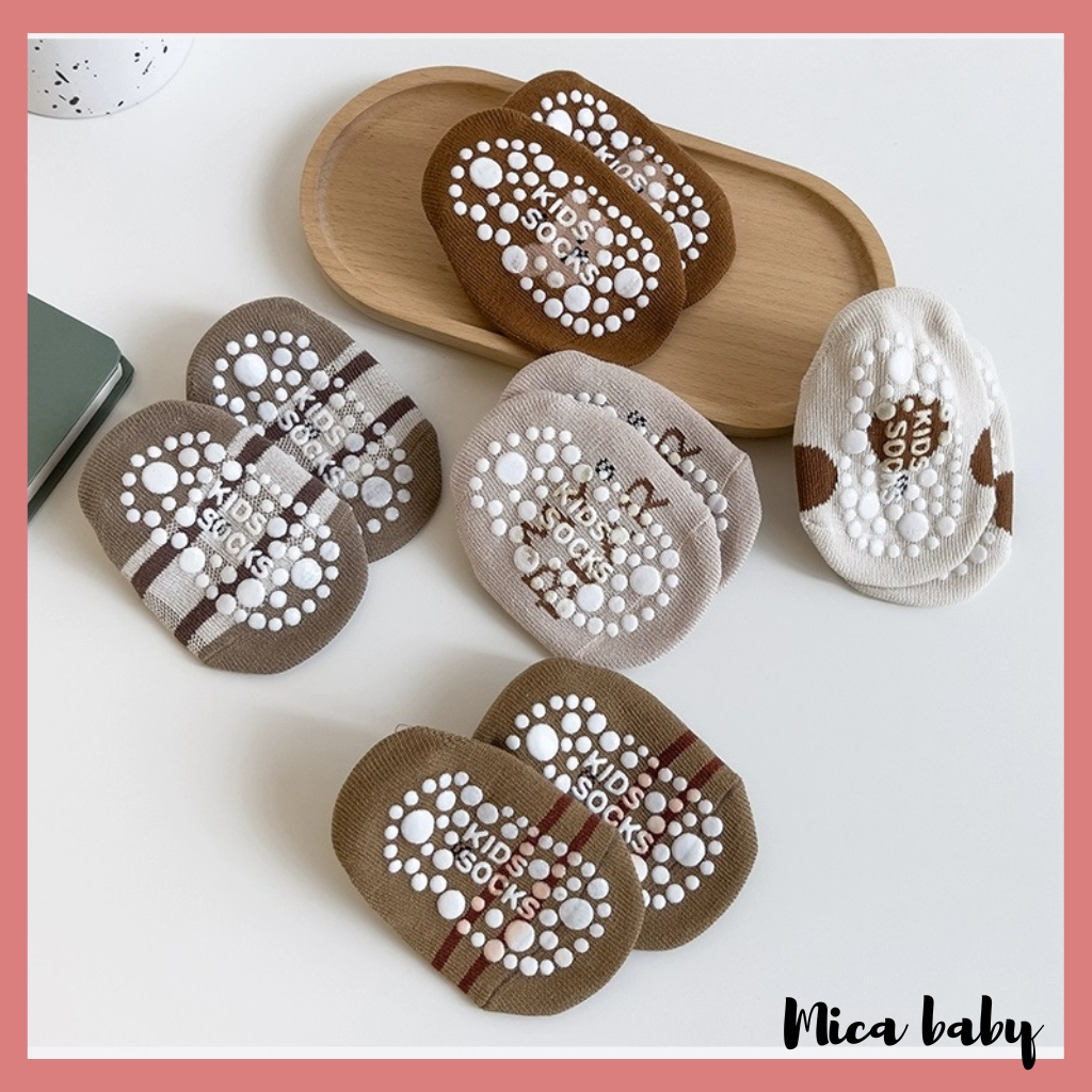 Tất lười chống trượt Mica baby, vớ cổ ngắn họa tiết hoạt hình đáng yêu mềm mại kiểu dáng Hàn Quốc cho bé T01