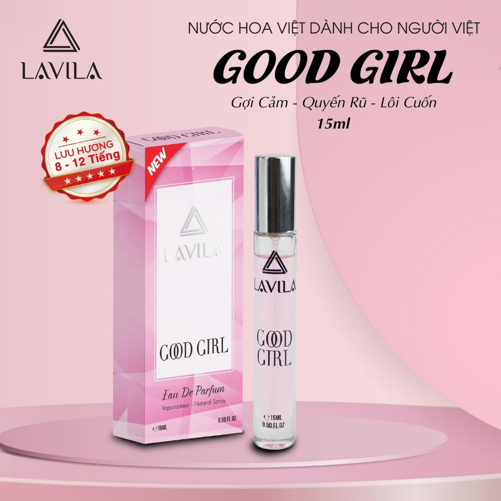 Nước hoa nữ Good Girl mini 15ml Lavila cao cấp chính hãng lưu hương chuẩn Pháp từ 8 đến 12 giờ