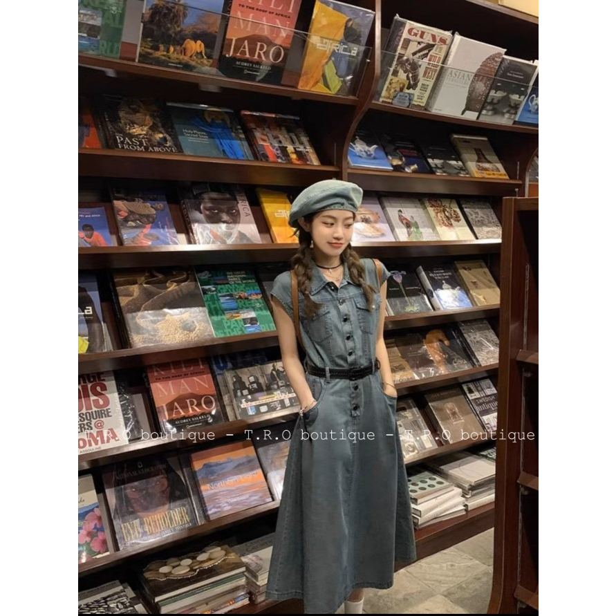 Váy bò tay hến kèm belt mới về chất bò mềm siêu lên form khuôn dáng hàng QCCC