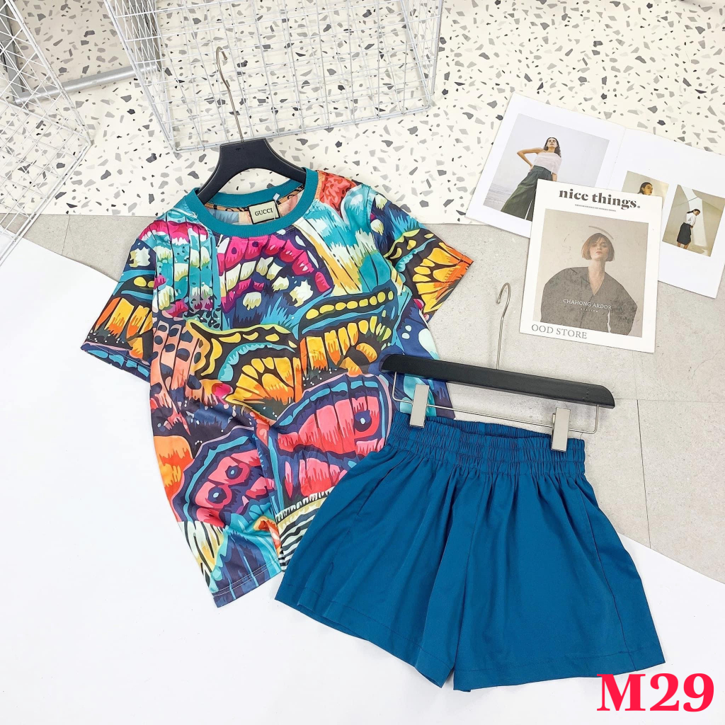 Bộ mặc nhà nữ mùa hè vải lụa tơ mềm mát thoáng