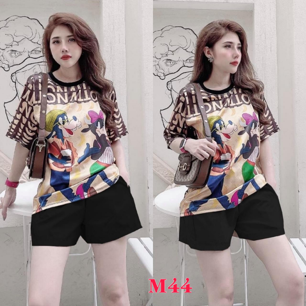 Bộ mặc nhà nữ mùa hè vải lụa tơ mềm mát thoáng