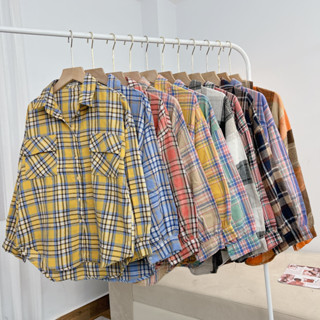  Áo Sơ Mi Caro Nỉ Bông Tay Dài Phồng 2 Túi Hộp Màu Sắc Dễ Thương Sơ Mi Caro Freesize Dài Tay Chất Nỉ Dày Mềm SUBICI 