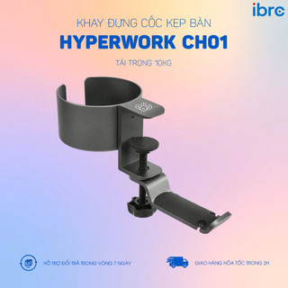 Khay đựng cốc kẹp bàn có móc treo đồ HyperWork CH01