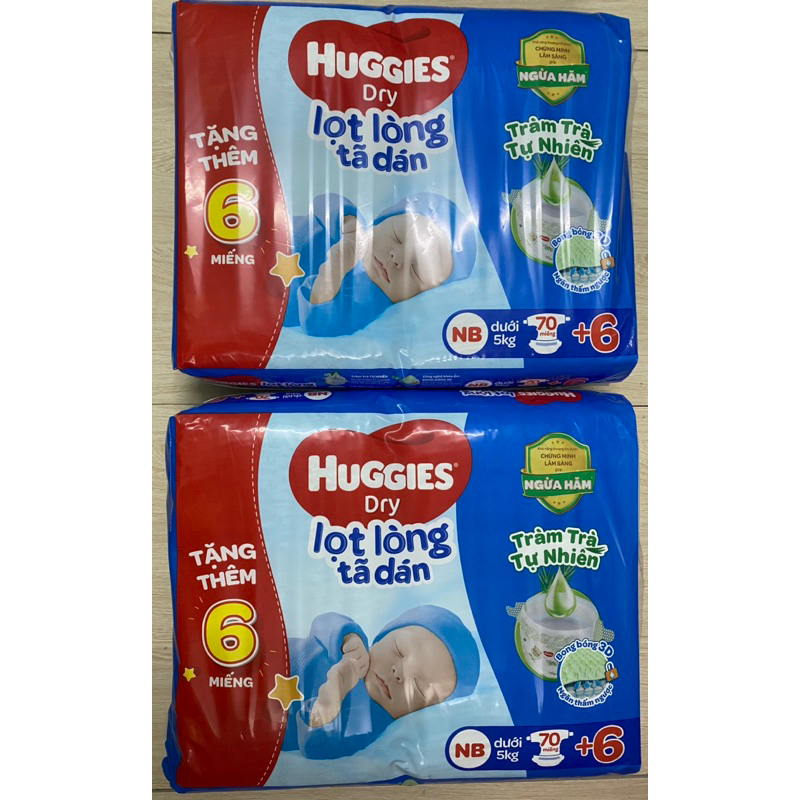 Combo 2 Bịch Tả Dán Lót Size Newborn NB1 108, Dán NB 70+6, Dán S80+2, M76+3