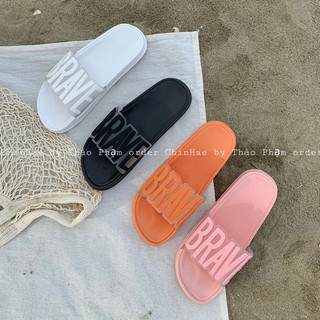 Dép BRAVE nhiều màu sắc cao su non thời trang nữ mùa hè đi biển chống thấm nước chống trơn trượt đi trong nhà