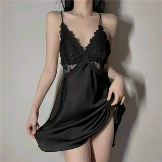 Váy ngủ 2 dây kèm chip chất lụa satin mềm mại