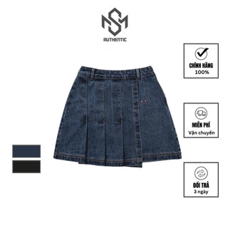 Chân váy jeans Romantic Crown xếp ly dáng chữ A chính hãng Hàn Quốc, chân váy chữ A xếp ly denim Romantic Crown - M&S