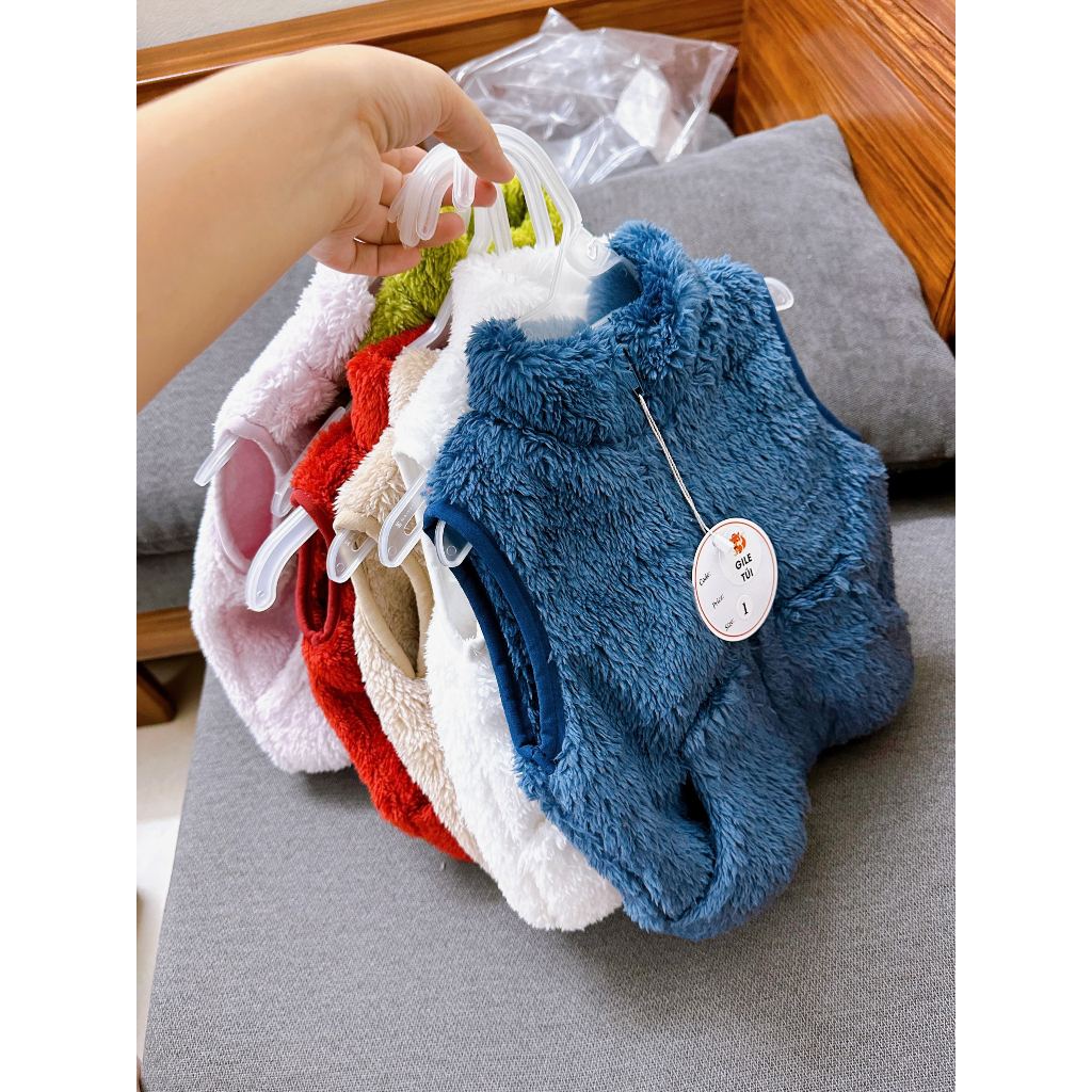 Áo gile lông bé trai bé gái dư xịn 1-5y