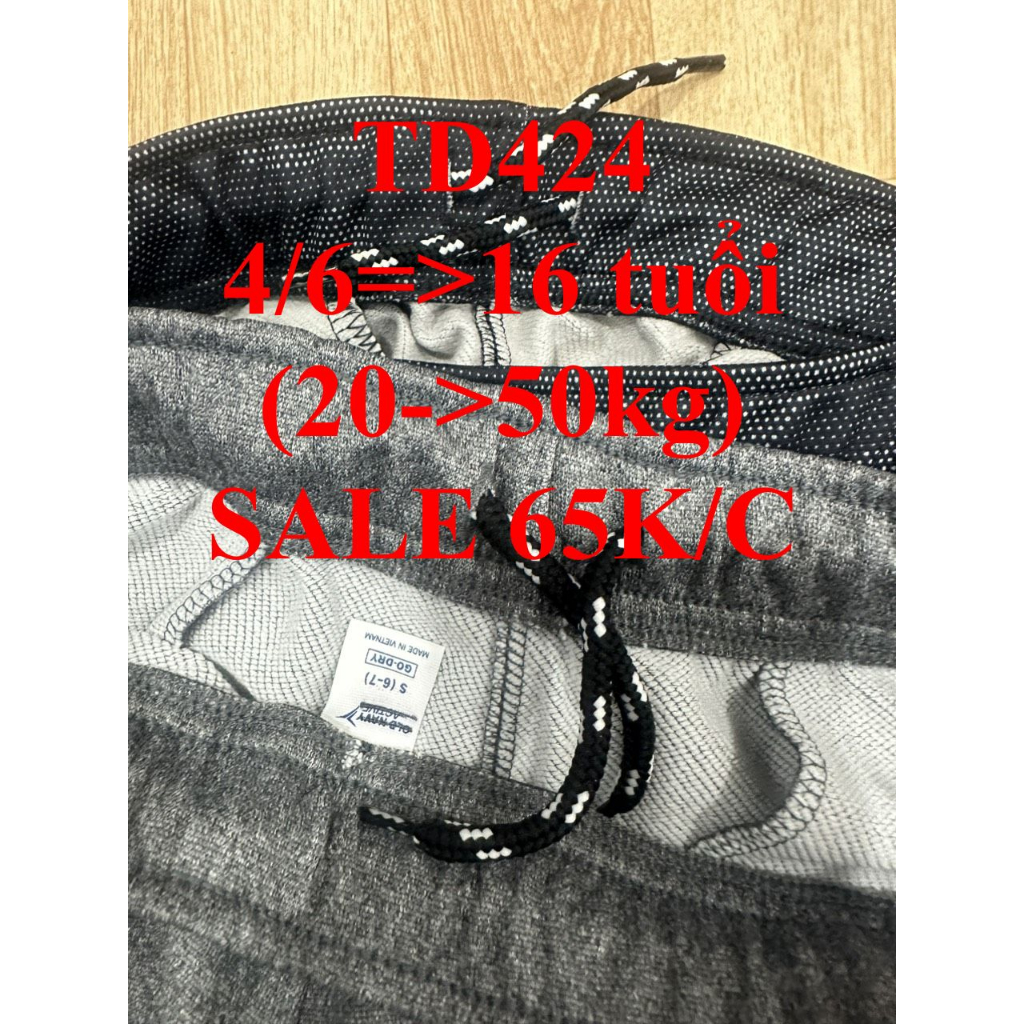 SALE 65K * Mã TD424: Quần thể thao bé trai hàng dư xịn hãng, chất vải dày dặn, có túi 2 bên, có dây rút điều chỉnh