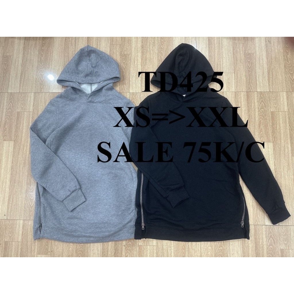 SALE 75K/C * Mã TD425: Áo hoodie dư xịn người lớn nữ dáng dài chùm mông️ ,dáng áo này mẹ nào bầu bí mặc cũng được luôn