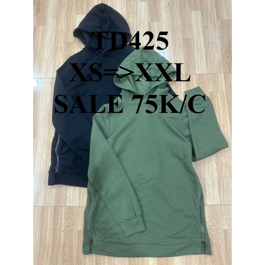 SALE 75K/C * Mã TD425: Áo hoodie dư xịn người lớn nữ dáng dài chùm mông️ ,dáng áo này mẹ nào bầu bí mặc cũng được luôn