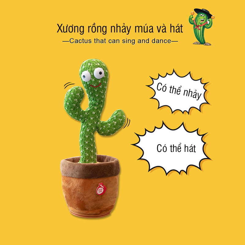 Xương Rồng Nhảy Múa Nhại Giọng 120 Bài Hát Sử Dụng Pin Sạc