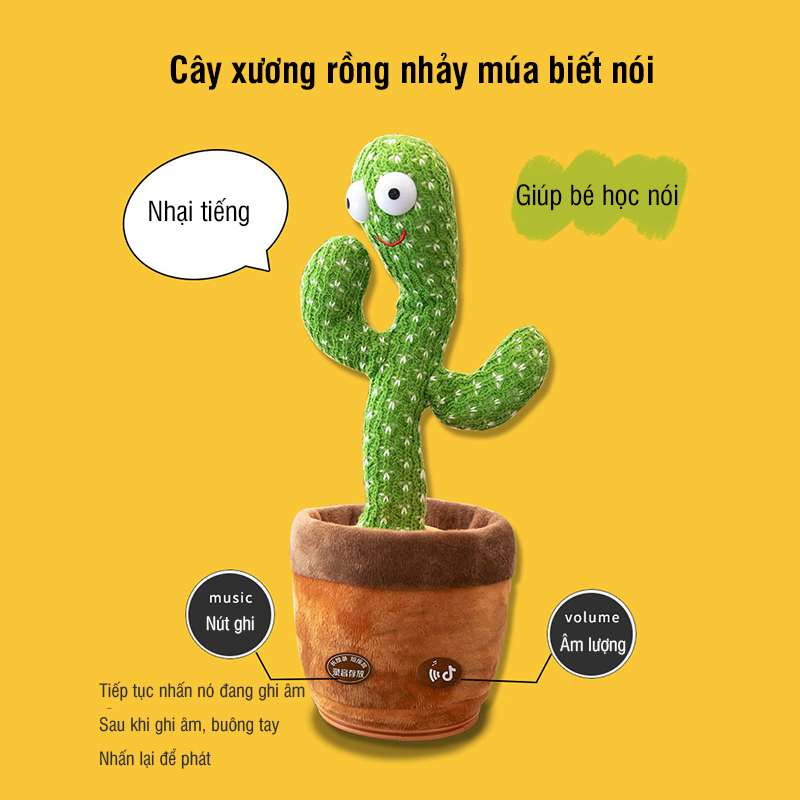 Xương Rồng Nhảy Múa Nhại Giọng 120 Bài Hát Sử Dụng Pin Sạc