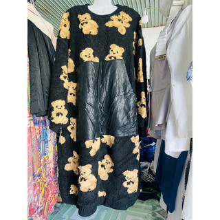 Áo đầm hoodie lông cừu gấu thêu 3d