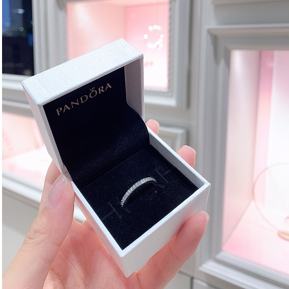 Nhẫn Pandora Sparkle & Hearts Sliver Ring 8051SV - Nhẫn nữ Pandora Hàng Fullbox Bạc S925 ALE