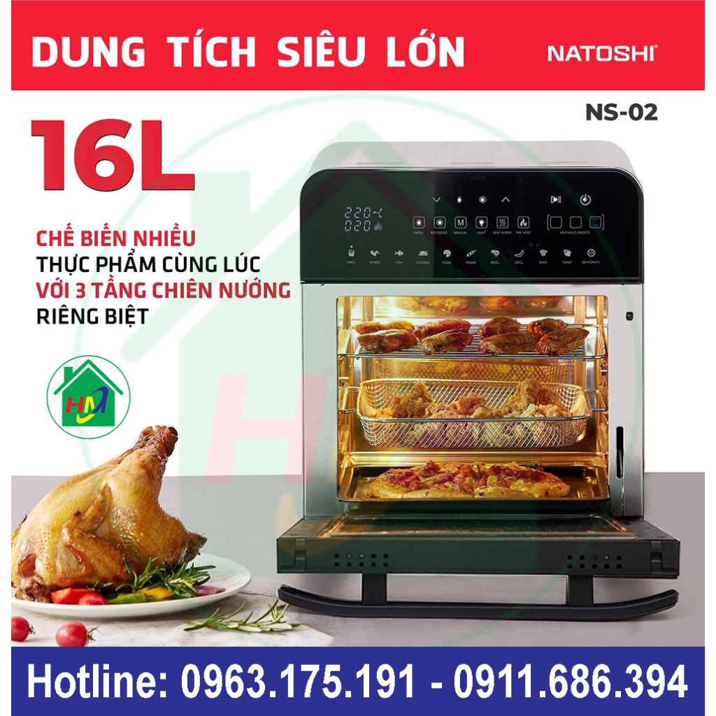 Nồi Chiên Không Dầu Điện Tử 16L Natoshi NS-02